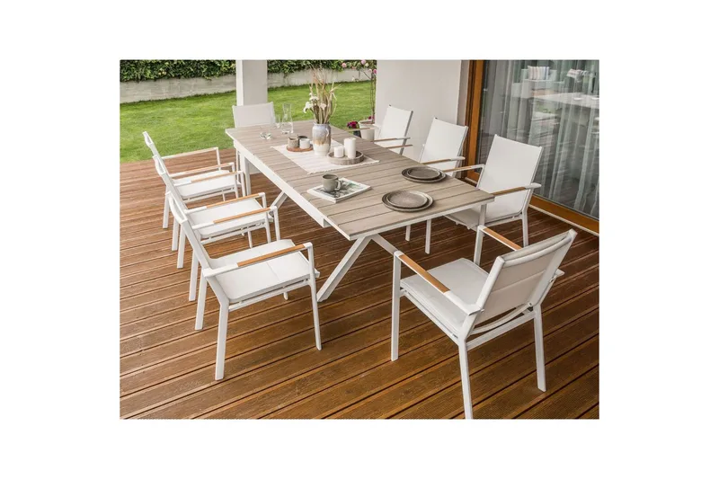 Trädgårdsbord Fanes Ljus trä/vit - Ljus trä/vit - Utemöbler - Utebord & trädgårdsbord - Matbord utomhus