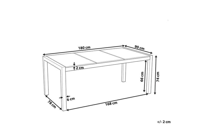 Trädgårdsbord Grosseto Grå/Silver, 90x180x74 cm - Grå/Silver, 90x180x74 cm - Utemöbler - Utebord & trädgårdsbord - Matbord utomhus