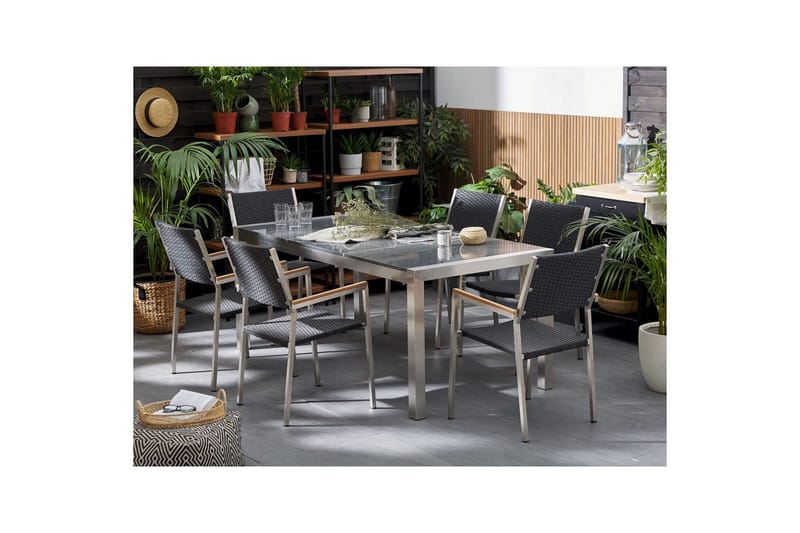 Trädgårdsbord Grosseto Grå/Silver, 90x180x74 cm - Grå/Silver, 90x180x74 cm - Utemöbler - Utebord & trädgårdsbord - Matbord utomhus