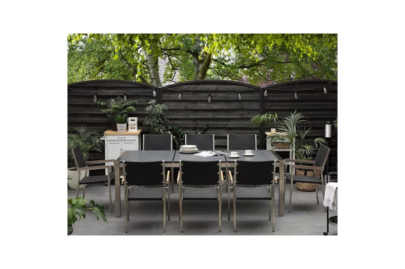 Trädgårdsbord Grosseto Grå/Svart/Silver, 100x220x74 cm - Grå/Svart/Silver, 100x220x74 cm - Utemöbler - Utebord & trädgårdsbord - Matbord utomhus