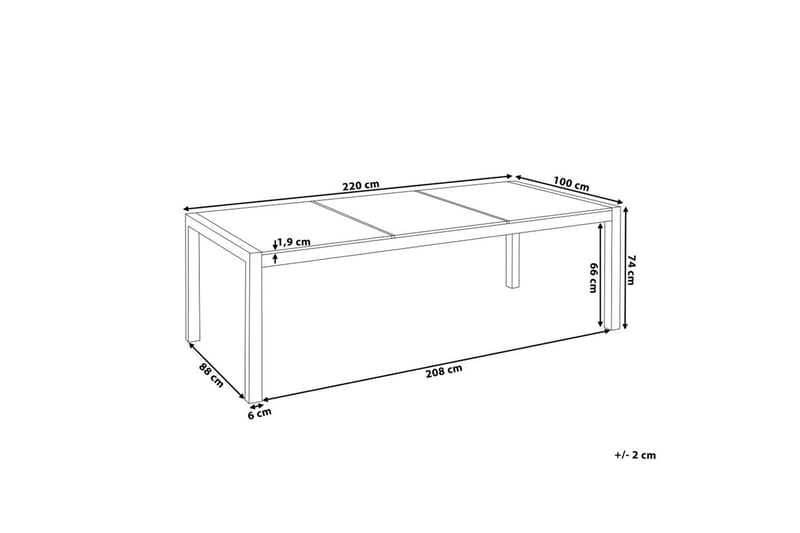 Trädgårdsbord Grosseto Grå/Svart/Silver, 100x220x74 cm - Grå/Svart/Silver, 100x220x74 cm - Utemöbler - Utebord & trädgårdsbord - Matbord utomhus