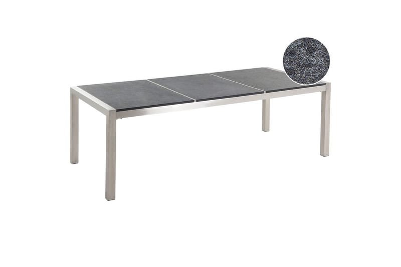 Trädgårdsbord Grosseto Grå/Svart/Silver, 100x220x74 cm - Grå/Svart/Silver, 100x220x74 cm - Utemöbler - Utebord & trädgårdsbord - Matbord utomhus