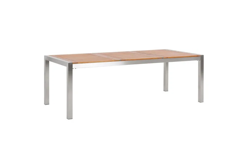 Trädgårdsbord Grosseto Ljus trä/silver, 100x220x74 cm - Ljus trä/silver, 100x220x74 cm - Utemöbler - Utebord & trädgårdsbord - Matbord utomhus