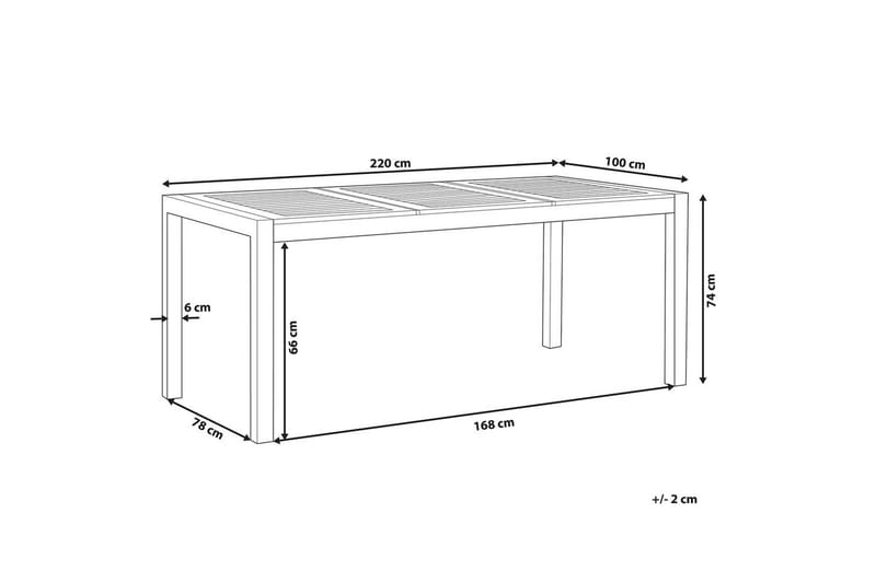 Trädgårdsbord Grosseto Ljus trä/silver, 100x220x74 cm - Ljus trä/silver, 100x220x74 cm - Utemöbler - Utebord & trädgårdsbord - Matbord utomhus