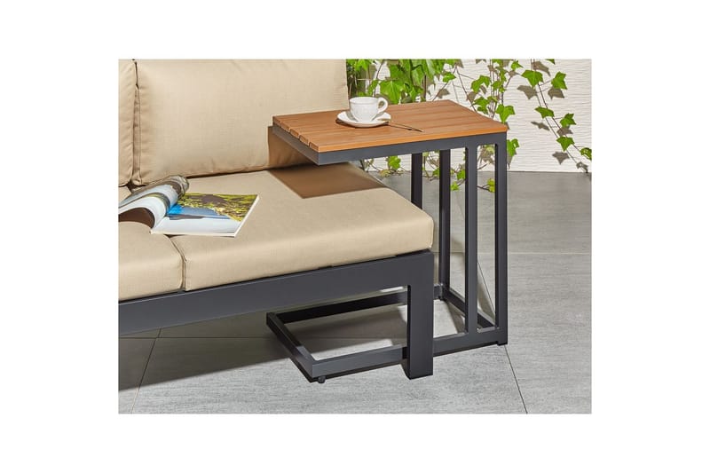 Trädgårdsbord Messina Ljus trä/svart, 35x60x59 cm - Ljus trä/svart, 35x60x59 cm - Utemöbler - Utebord & trädgårdsbord - Matbord utomhus
