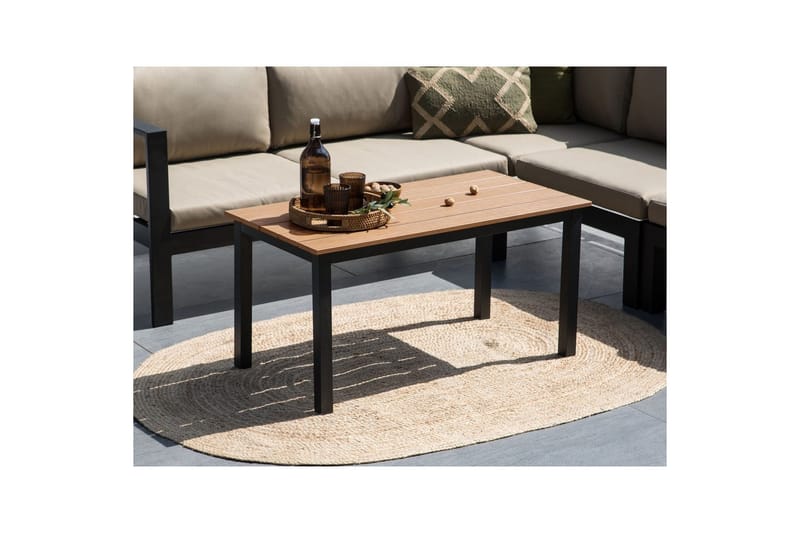 Trädgårdsbord Messina Ljus trä/svart, 52x96x50 cm - Ljus trä/svart, 52x96x50 cm - Utemöbler - Utebord & trädgårdsbord - Matbord utomhus
