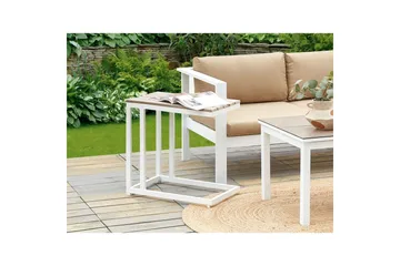 Trädgårdsbord Messina Ljus trä/vit, 35x60x59 cm - Ljus trä/vit, 35x60x59 cm - Utemöbler - Utebord & trädgårdsbord - Matbord utomhus