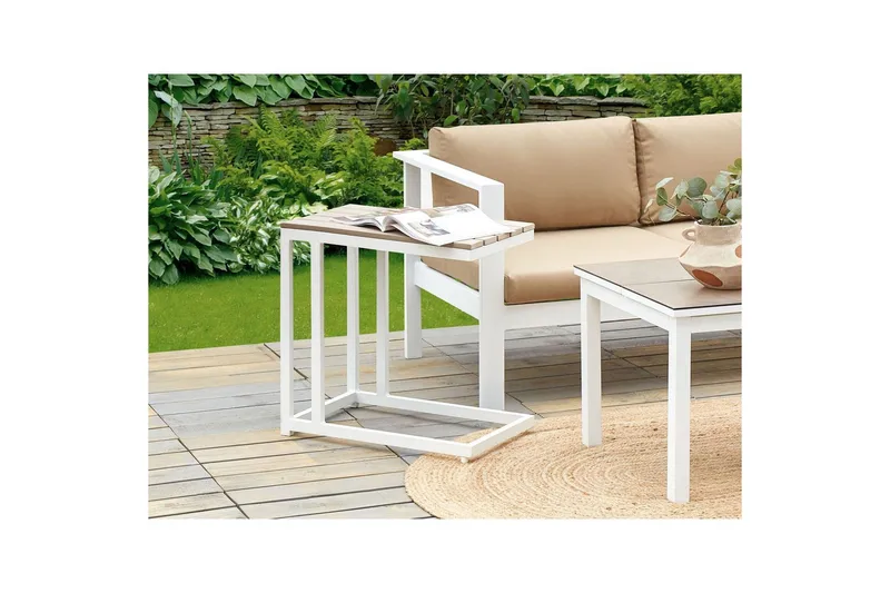 Trädgårdsbord Messina Ljus trä/vit, 35x60x59 cm - Ljus trä/vit, 35x60x59 cm - Utemöbler - Utebord & trädgårdsbord - Matbord utomhus