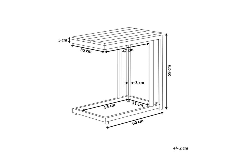 Trädgårdsbord Messina Ljus trä/vit, 35x60x59 cm - Ljus trä/vit, 35x60x59 cm - Utemöbler - Utebord & trädgårdsbord - Matbord utomhus