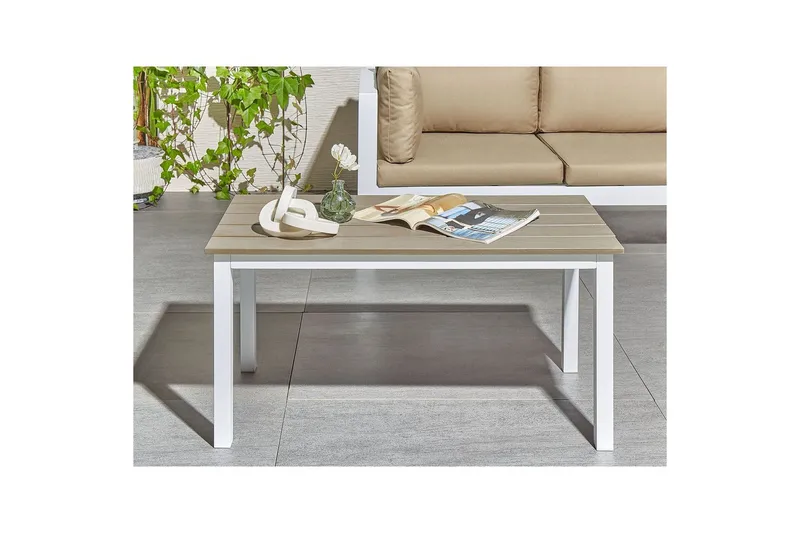 Trädgårdsbord Messina Ljus trä/vit, 52x96x50 cm - Ljus trä/vit, 52x96x50 cm - Utemöbler - Utebord & trädgårdsbord - Matbord utomhus