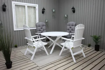 Trädgårdsbord Scottsdale Round Vit Ø 112 cm - Vit - Utemöbler - Utebord & trädgårdsbord - Matbord utomhus