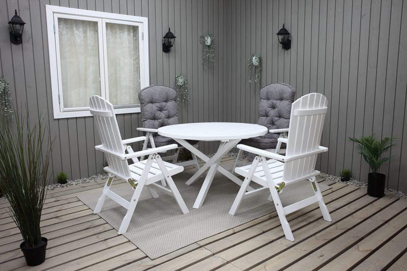 Trädgårdsbord Scottsdale Round Vit Ø 112 cm - Vit - Utemöbler - Utebord & trädgårdsbord - Matbord utomhus