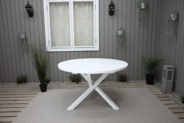 Trädgårdsbord Scottsdale Round Vit Ø 112 cm - Vit - Utemöbler - Utebord & trädgårdsbord - Matbord utomhus