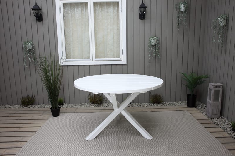 Trädgårdsbord Scottsdale Round Vit Ø 112 cm - Vit - Utemöbler - Utebord & trädgårdsbord - Matbord utomhus