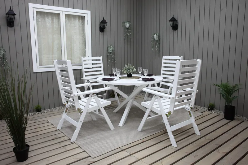 Trädgårdsbord Scottsdale Round Vit Ø 112 cm - Vit - Utemöbler - Utebord & trädgårdsbord - Matbord utomhus