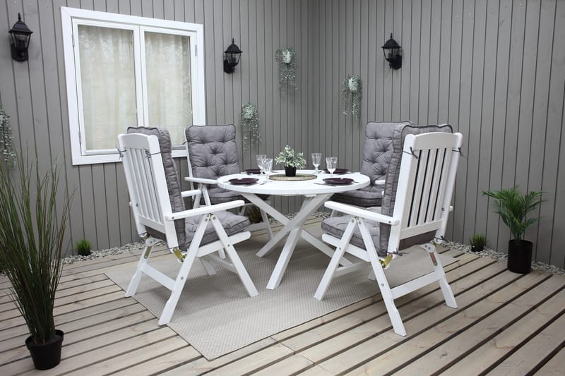 Trädgårdsbord Scottsdale Round Vit Ø 112 cm - Vit - Utemöbler - Utebord & trädgårdsbord - Matbord utomhus