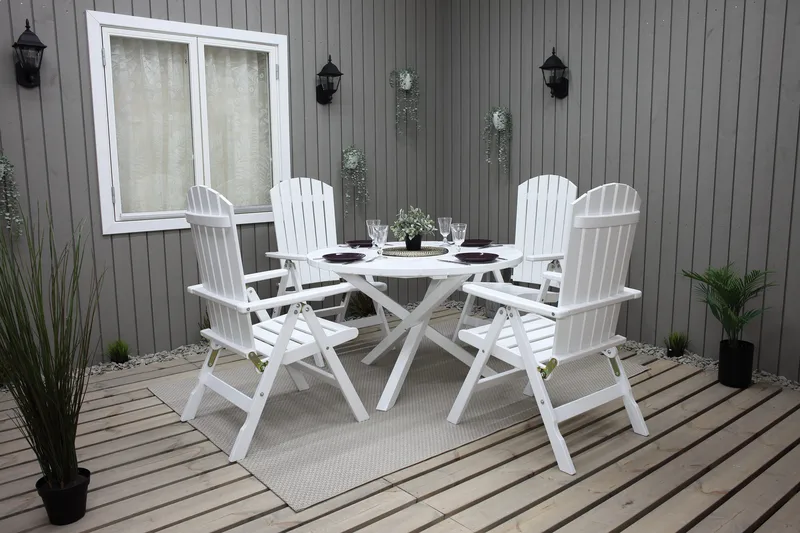 Trädgårdsbord Scottsdale Round Vit Ø 112 cm - Vit - Utemöbler - Utebord & trädgårdsbord - Matbord utomhus