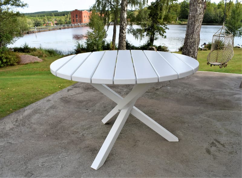 Trädgårdsbord Scottsdale Round Vit Ø 112 cm - Vit - Utemöbler - Utebord & trädgårdsbord - Matbord utomhus