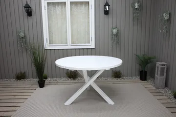 Trädgårdsbord Scottsdale Round Vit Ø 112 cm - Vit - Utemöbler - Utebord & trädgårdsbord - Matbord utomhus