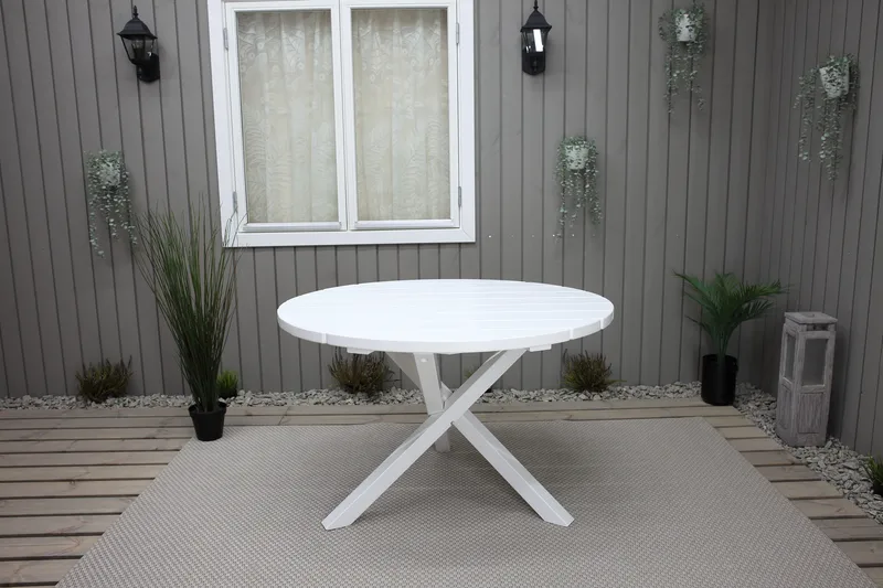 Trädgårdsbord Scottsdale Round Vit Ø 112 cm - Vit - Utemöbler - Utebord & trädgårdsbord - Matbord utomhus