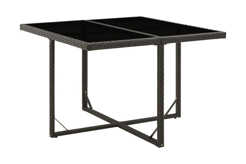 Trädgårdsbord svart 109x107x74 cm konstrotting och glas - Svart - Utemöbler - Utebord & trädgårdsbord - Matbord utomhus