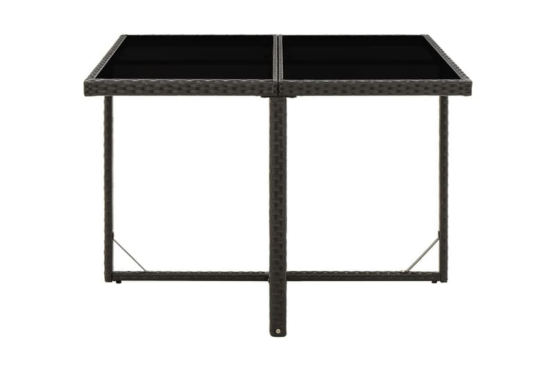 Trädgårdsbord svart 109x107x74 cm konstrotting och glas - Svart - Utemöbler - Utebord & trädgårdsbord - Matbord utomhus
