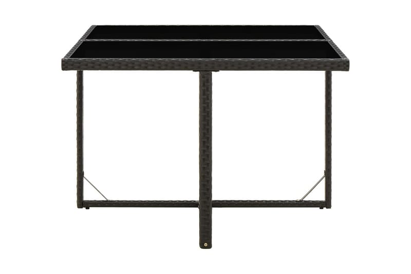 Trädgårdsbord svart 109x107x74 cm konstrotting och glas - Svart - Utemöbler - Utebord & trädgårdsbord - Matbord utomhus