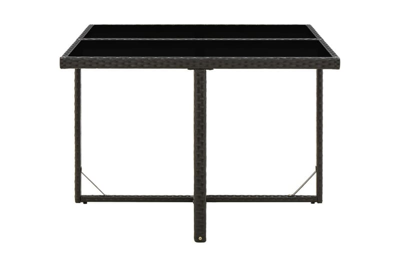 Trädgårdsbord svart 109x107x74 cm konstrotting och glas - Svart - Matbord utomhus