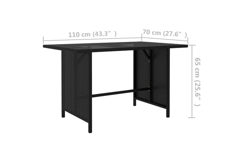 Trädgårdsbord svart 110x70x65cm konstrotting - Svart - Utemöbler - Utebord & trädgårdsbord - Matbord utomhus