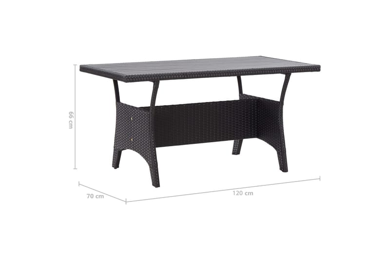 Trädgårdsbord svart 120x70x66 cm konstrotting - Svart - Utemöbler - Utebord & trädgårdsbord - Matbord utomhus