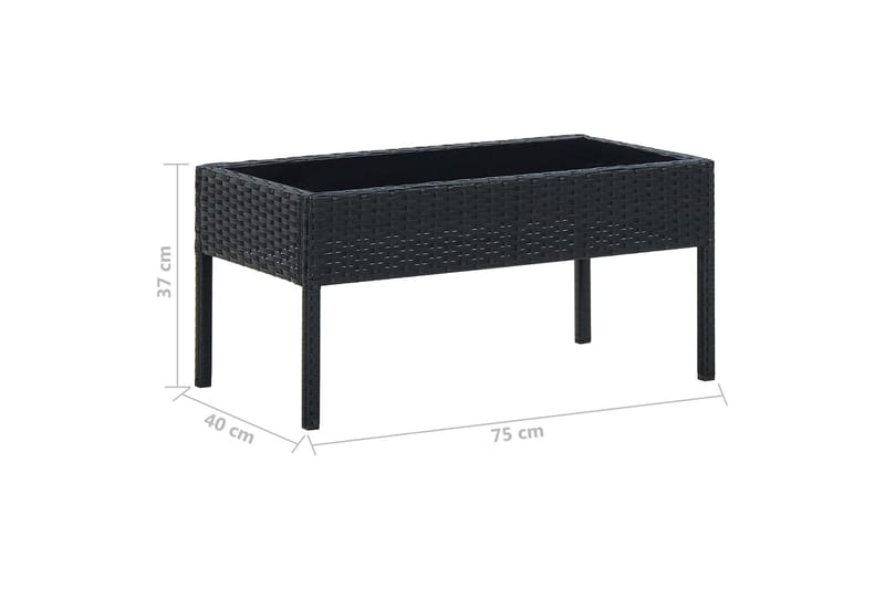 Trädgårdsbord svart 75x40x37 cm konstrotting - Svart - Matbord utomhus