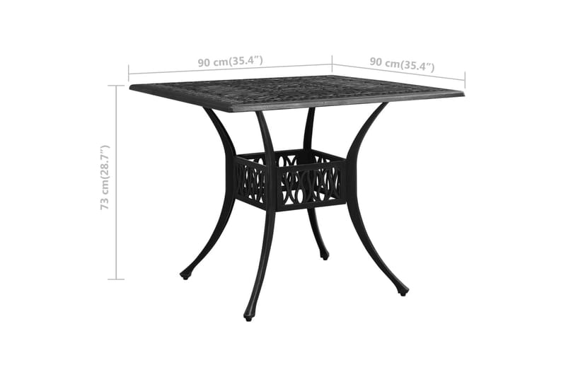 Trädgårdsbord svart 90x90x73 cm gjuten aluminium - Svart - Utemöbler - Utebord & trädgårdsbord - Matbord utomhus