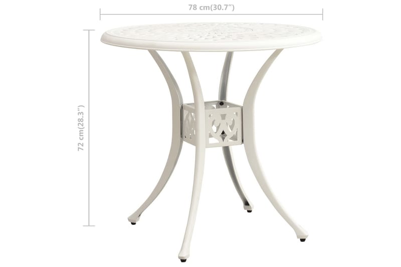 Trädgårdsbord vit 78x78x72 cm gjuten aluminium - Vit - Utemöbler - Utebord & trädgårdsbord - Matbord utomhus