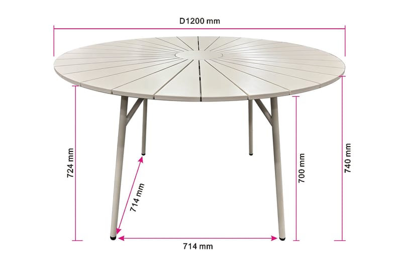 Tunis Matbord utomhus 120cm rund - Beige/Beige - Utemöbler - Utebord & trädgårdsbord - Matbord utomhus
