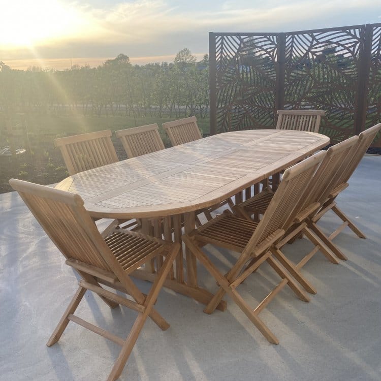 Utdragbart matbord i teak 180–220 cm med butterfly-funktion | Saltö - Utemöbler - Utebord & trädgårdsbord - Matbord utomhus