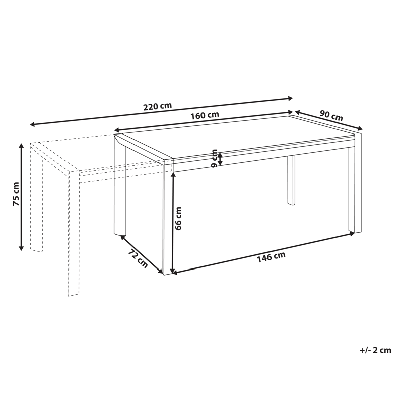 Utdragbart Matbord utomhus Binasco 160/220 cm - Beige/Svart - Utemöbler - Utebord & trädgårdsbord - Matbord utomhus