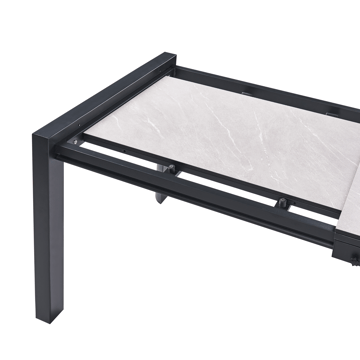 Utdragbart Matbord utomhus Binasco 160/220 cm - Beige/Svart - Utemöbler - Utebord & trädgårdsbord - Matbord utomhus