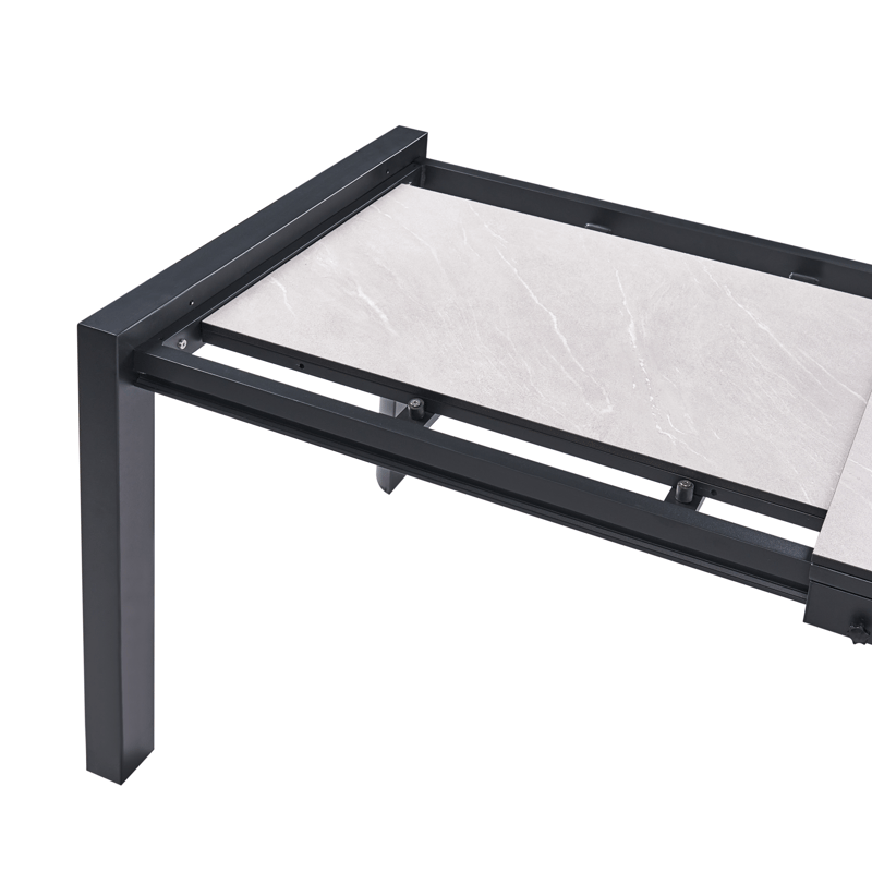 Utdragbart Matbord utomhus Binasco 160/220 cm - Beige/Svart - Utemöbler - Utebord & trädgårdsbord - Matbord utomhus