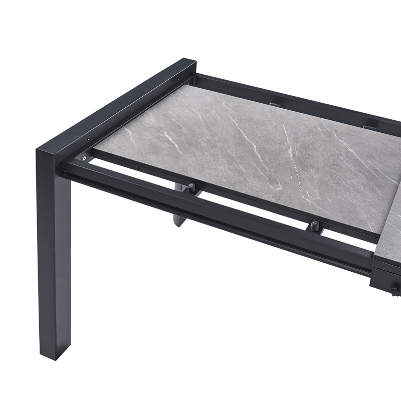 Utdragbart Matbord utomhus Binasco 90x160/220 cm - Grå/Svart - Utemöbler - Utebord & trädgårdsbord - Matbord utomhus