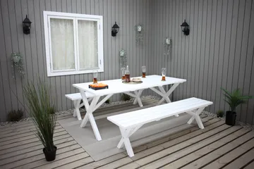 Utomhusbord Scottsdale rektangulär Vit 190 cm - Vit - Utemöbler - Utebord & trädgårdsbord - Matbord utomhus
