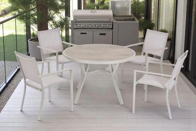 Utomhusbord Palermo rund Ø130 cm - grå/beige - Utemöbler - Utebord & trädgårdsbord - Matbord utomhus