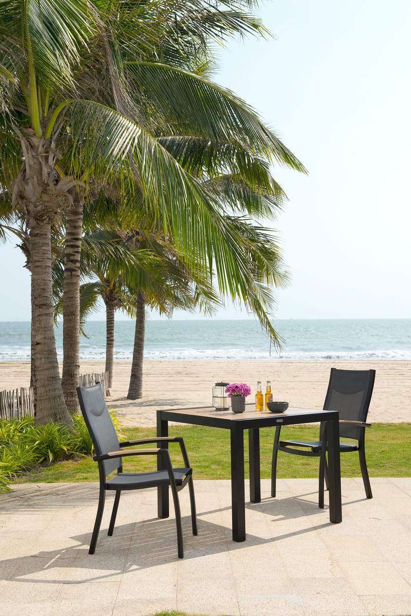 Utomhusbord Panama 90 cm - trä/svart - Utemöbler - Utebord & trädgårdsbord - Matbord utomhus