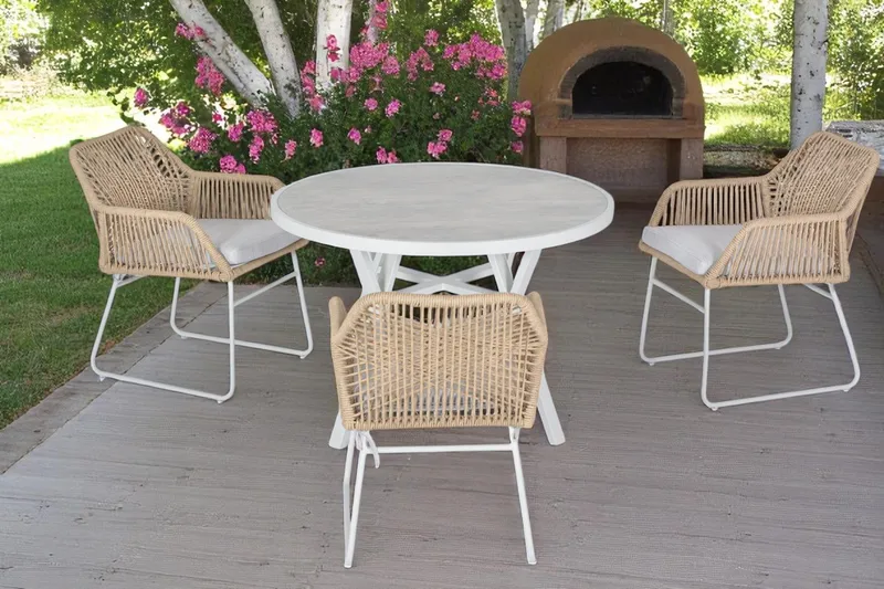 Utomhusbord Palermo rund Ø130 cm - grå/beige - Utemöbler - Utebord & trädgårdsbord - Matbord utomhus