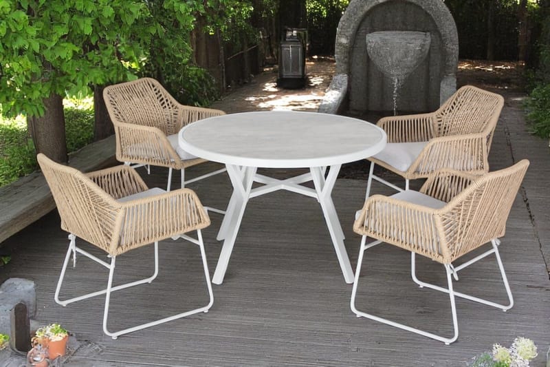 Utomhusbord Palermo rund Ø110 cm - grå/beige - Utemöbler - Utebord & trädgårdsbord - Matbord utomhus