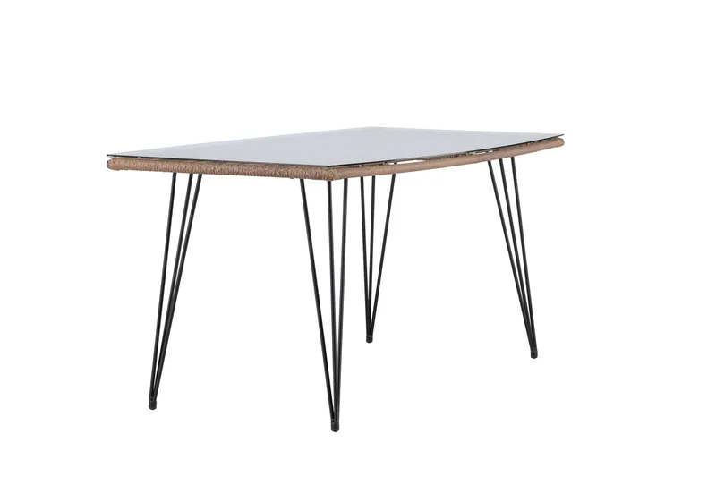 Viga Matbord Utomhus 90x160 cm – Rektangulärt Utebord i stål med glasskiva för Trädgården - Brun - Utemöbler - Utebord & trädgårdsbord - Matbord utomhus