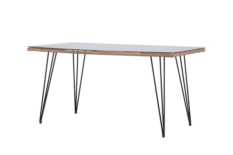 Viga Matbord Utomhus 90x160 cm – Rektangulärt Utebord i stål med glasskiva för Trädgården - Brun - Utemöbler - Utebord & trädgårdsbord - Matbord utomhus
