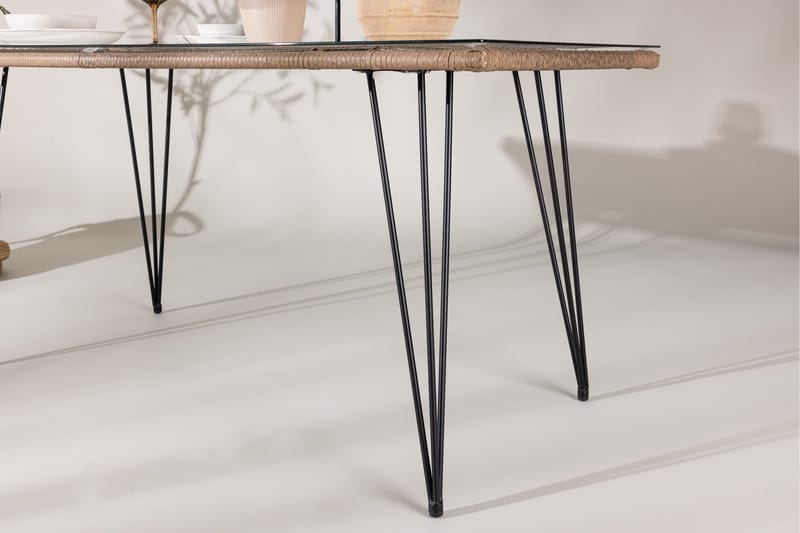 Viga Matbord Utomhus 90x160 cm – Rektangulärt Utebord i stål med glasskiva för Trädgården - Brun - Utemöbler - Utebord & trädgårdsbord - Matbord utomhus