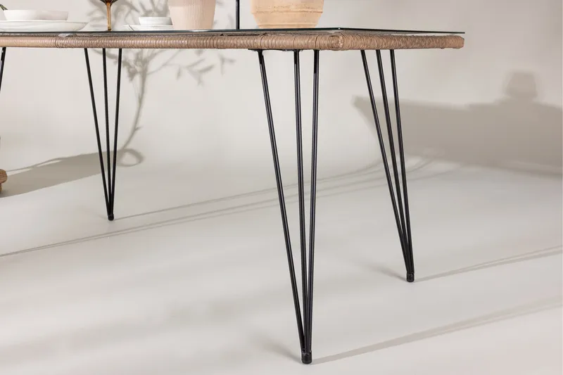 Viga Matbord Utomhus 90x160 cm – Rektangulärt Utebord i stål med glasskiva för Trädgården - Brun - Utemöbler - Utebord & trädgårdsbord - Matbord utomhus