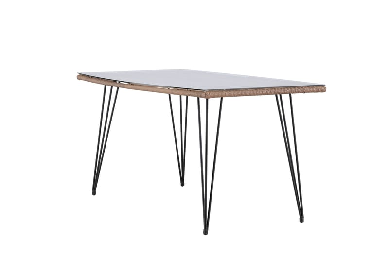 Viga Matbord Utomhus 90x160 cm – Rektangulärt Utebord i stål med glasskiva för Trädgården - Brun - Utemöbler - Utebord & trädgårdsbord - Matbord utomhus