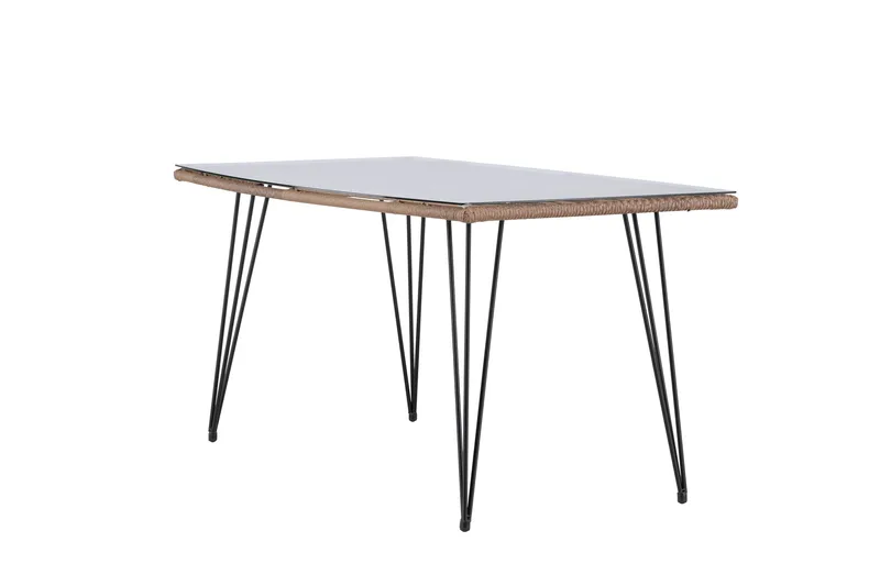 Viga Matbord Utomhus 90x160 cm – Rektangulärt Utebord i stål med glasskiva för Trädgården - Brun - Utemöbler - Utebord & trädgårdsbord - Matbord utomhus